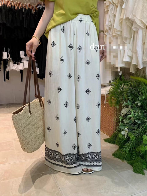 Summer Printed Wide Leg Loose Palazzo Pant